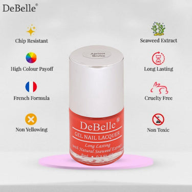 Debelle Gel Nail Polish Apricot Brulee (Dusty Orange Nail Paint)|Non Uv - Gel Glossy Finish |Chip Resistant | Seaweed Enriched Formula| Long Lasting|Cruelty And Toxic Free| 8Ml